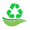 Arrow recycle on green leaf - vector